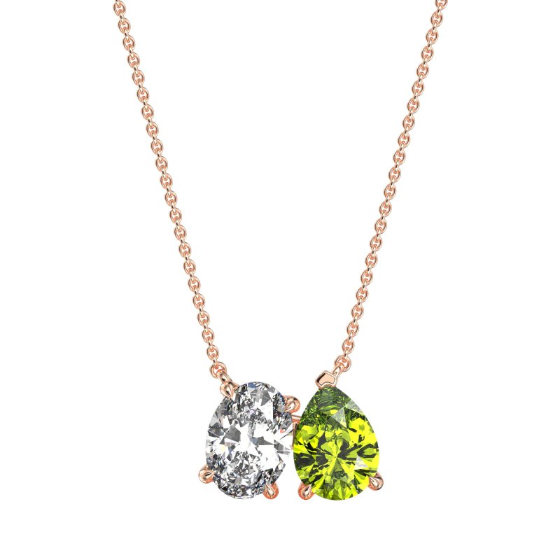 Oval and Pear Toi et Moi Necklace