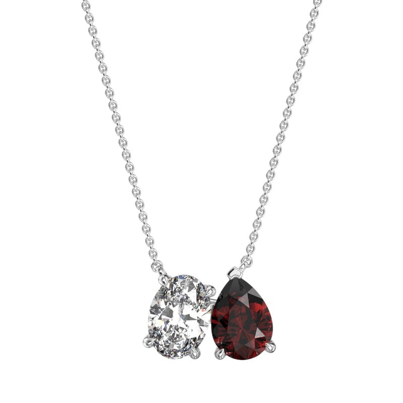 Oval and Pear Toi et Moi Necklace