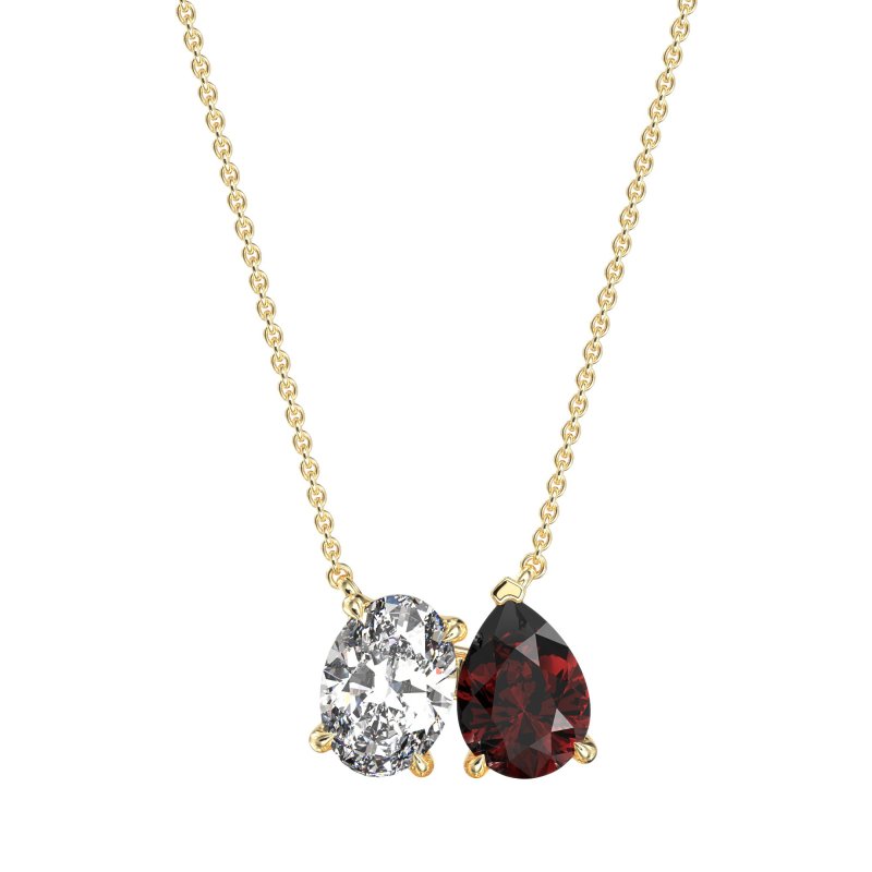 Oval and Pear Toi et Moi Necklace