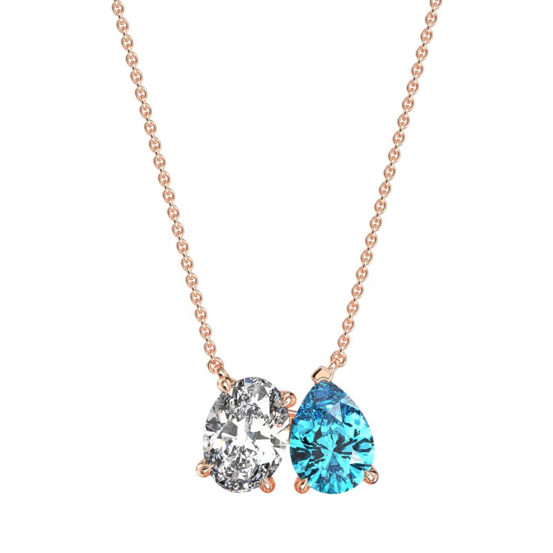 Oval and Pear Toi et Moi Necklace