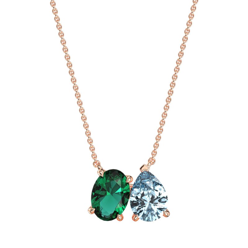 Oval and Pear Toi et Moi Necklace