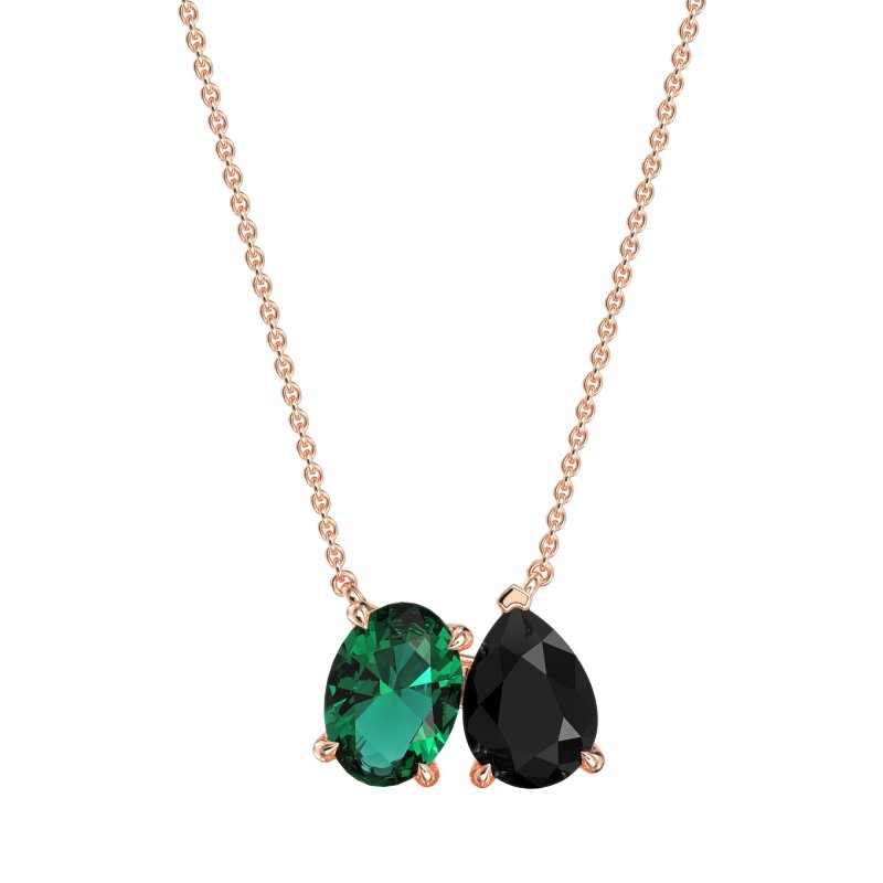 Oval and Pear Toi et Moi Necklace