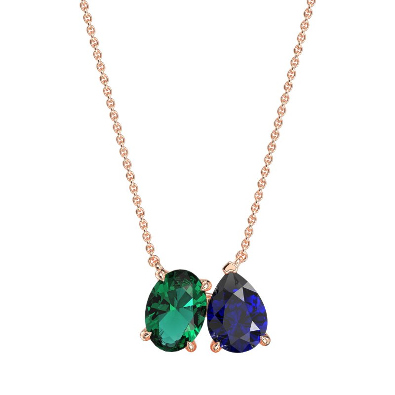 Oval and Pear Toi et Moi Necklace