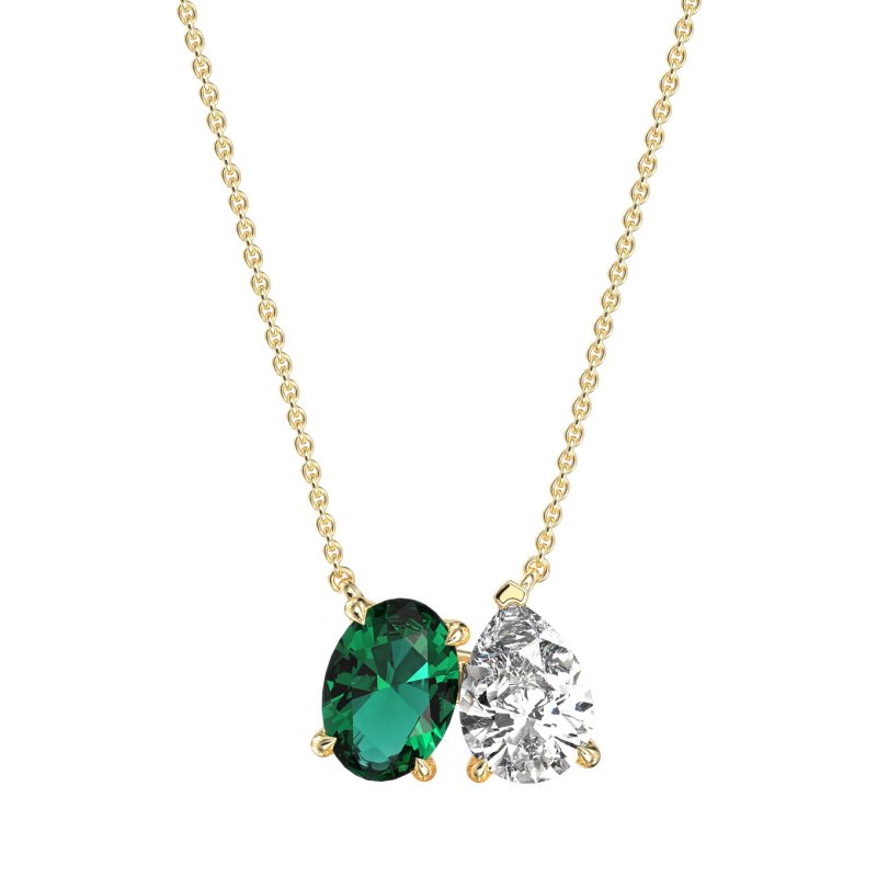 Oval and Pear Toi et Moi Necklace