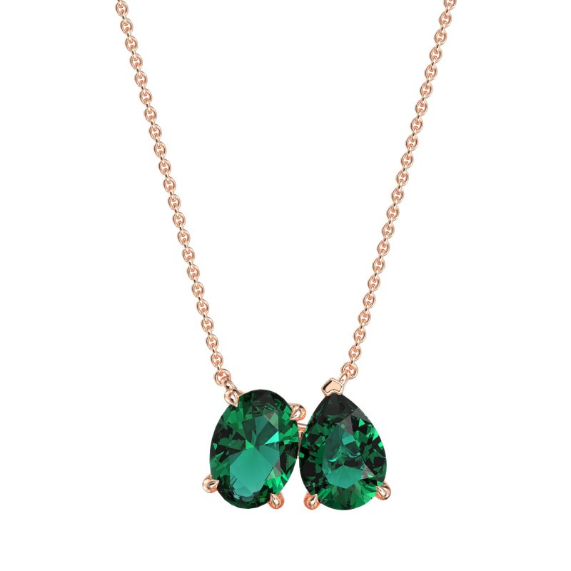 Oval and Pear Toi et Moi Necklace