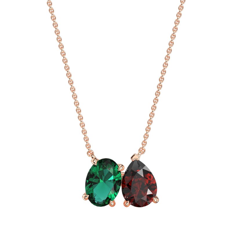 Oval and Pear Toi et Moi Necklace