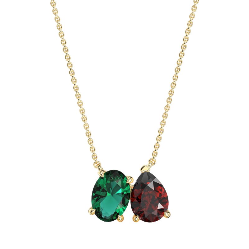 Oval and Pear Toi et Moi Necklace
