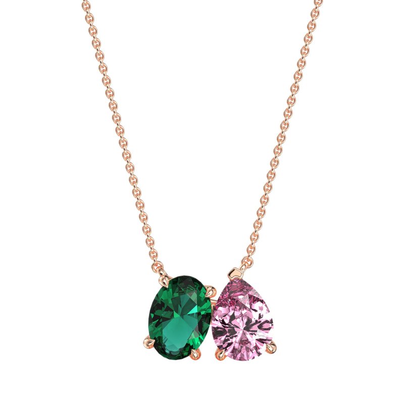 Oval and Pear Toi et Moi Necklace