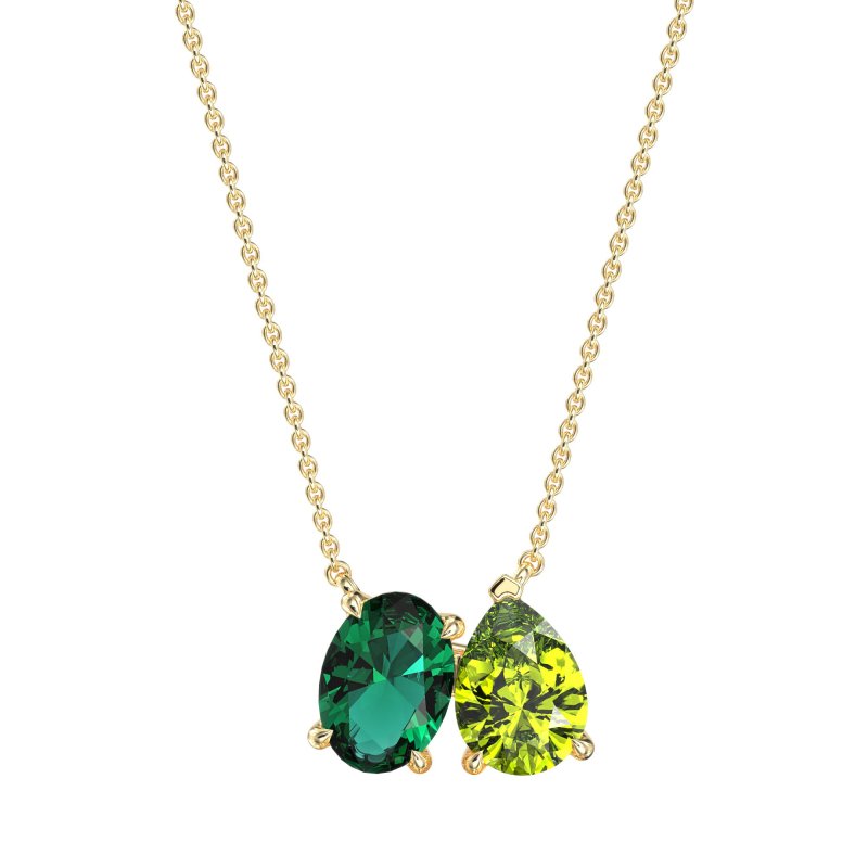 Oval and Pear Toi et Moi Necklace