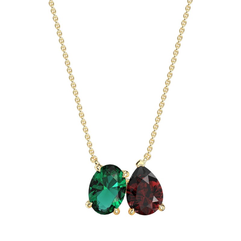 Oval and Pear Toi et Moi Necklace