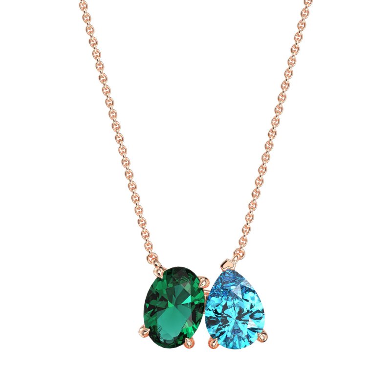 Oval and Pear Toi et Moi Necklace
