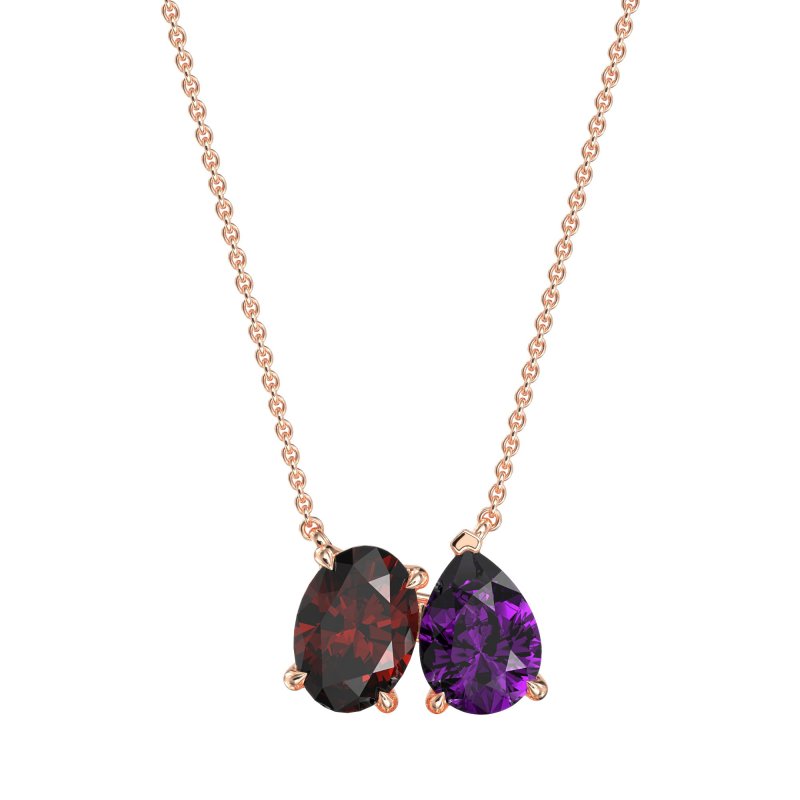 Oval and Pear Toi et Moi Necklace