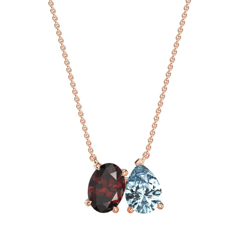 Oval and Pear Toi et Moi Necklace