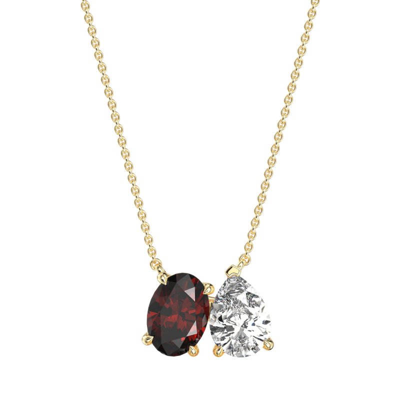 Oval and Pear Toi et Moi Necklace