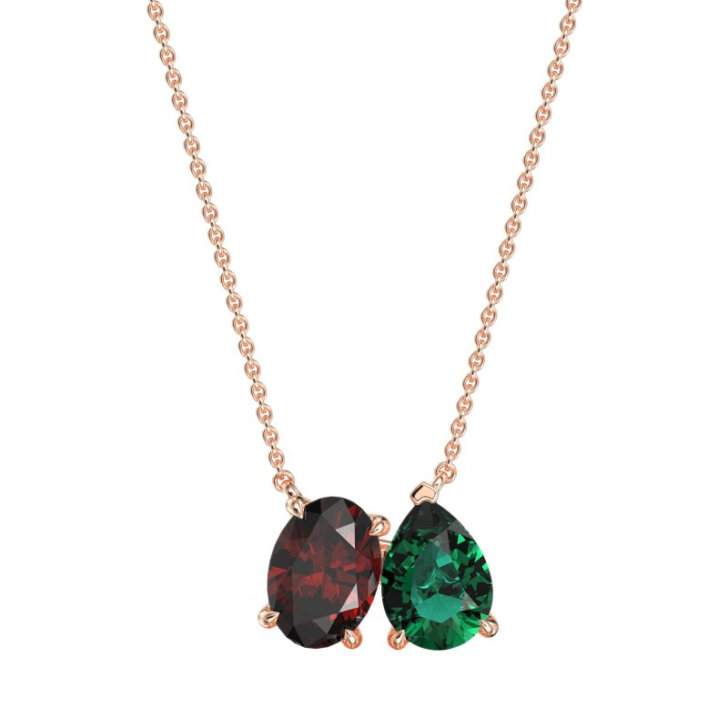 Oval and Pear Toi et Moi Necklace