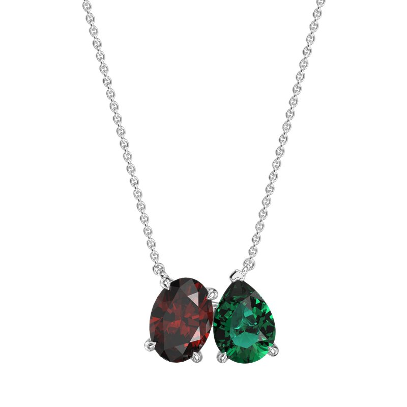 Oval and Pear Toi et Moi Necklace