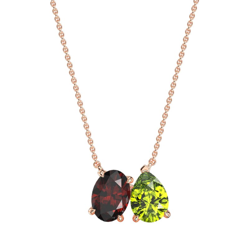 Oval and Pear Toi et Moi Necklace