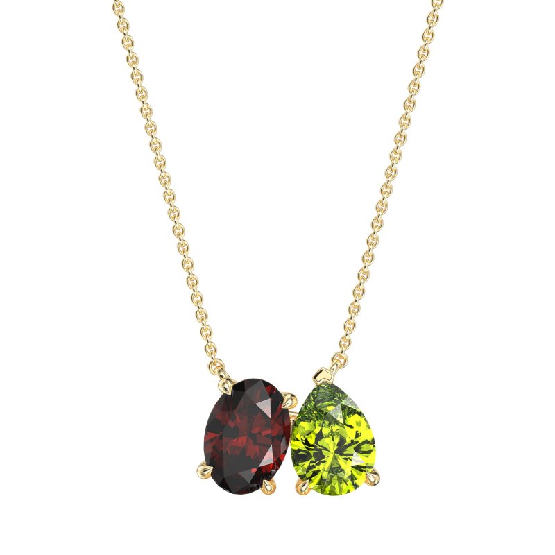 Oval and Pear Toi et Moi Necklace