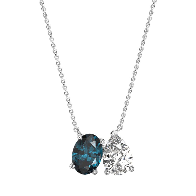 Oval and Pear Toi et Moi Necklace