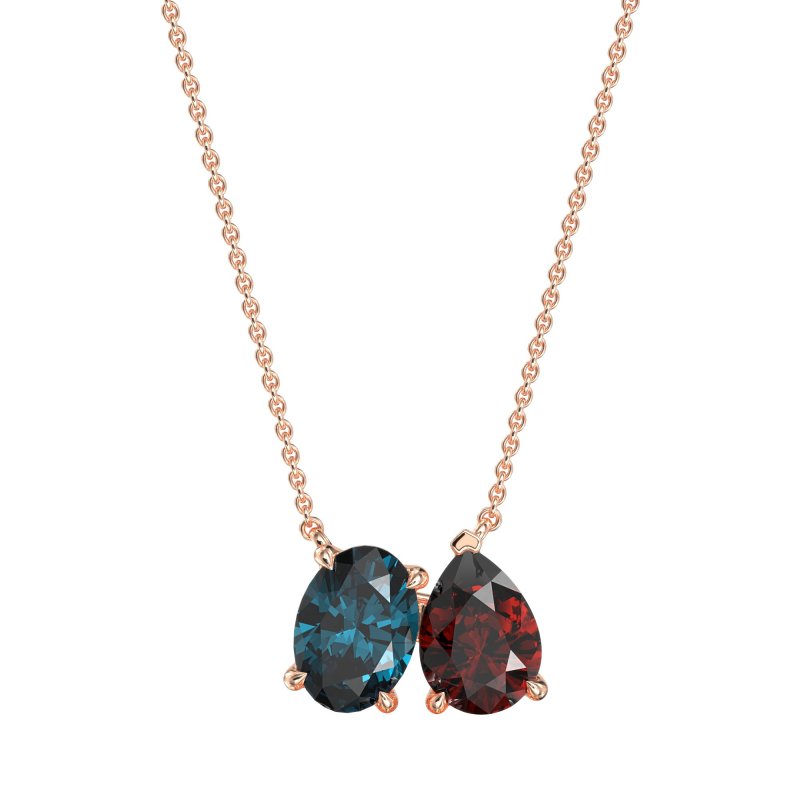 Oval and Pear Toi et Moi Necklace