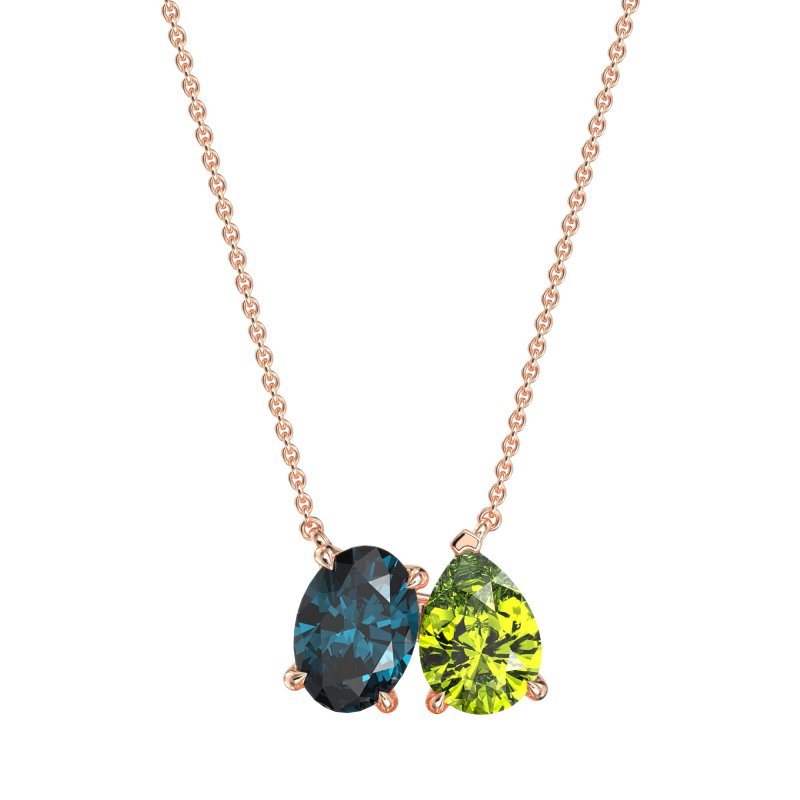 Oval and Pear Toi et Moi Necklace
