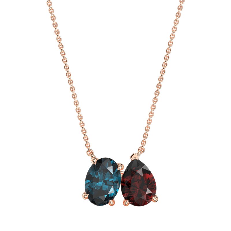 Oval and Pear Toi et Moi Necklace