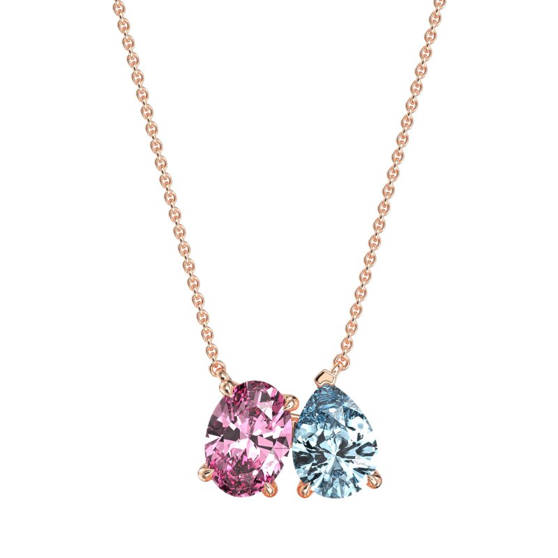 Oval and Pear Toi et Moi Necklace