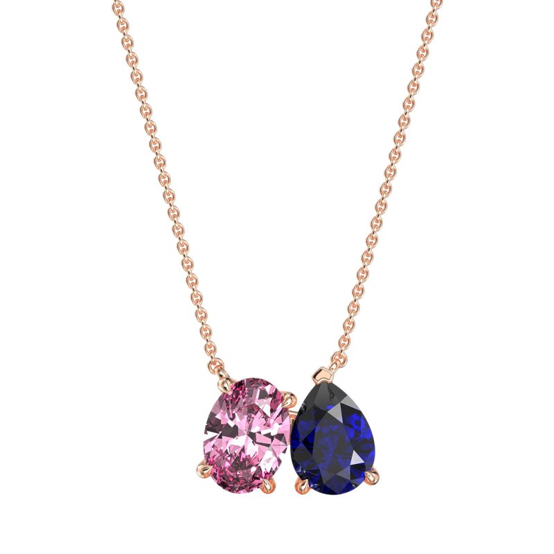 Oval and Pear Toi et Moi Necklace