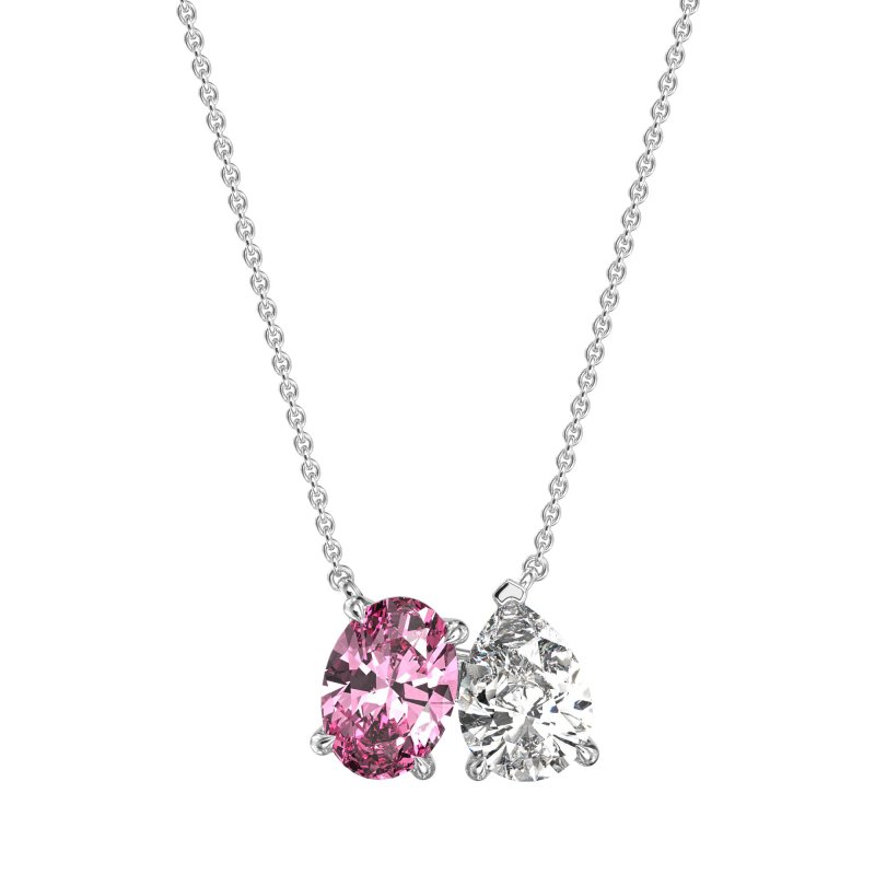 Oval and Pear Toi et Moi Necklace