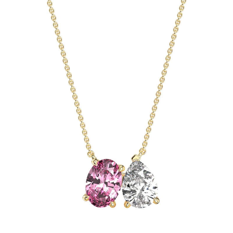 Oval and Pear Toi et Moi Necklace