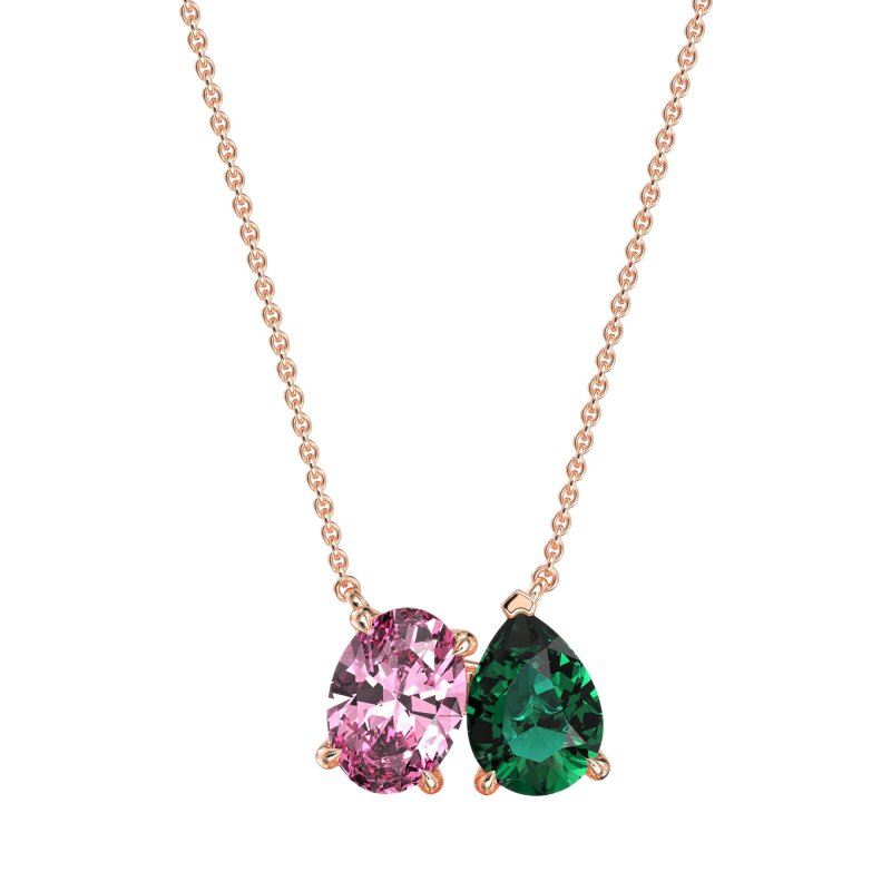 Oval and Pear Toi et Moi Necklace