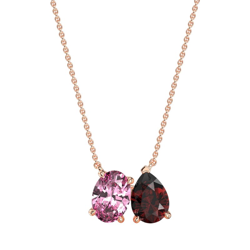 Oval and Pear Toi et Moi Necklace