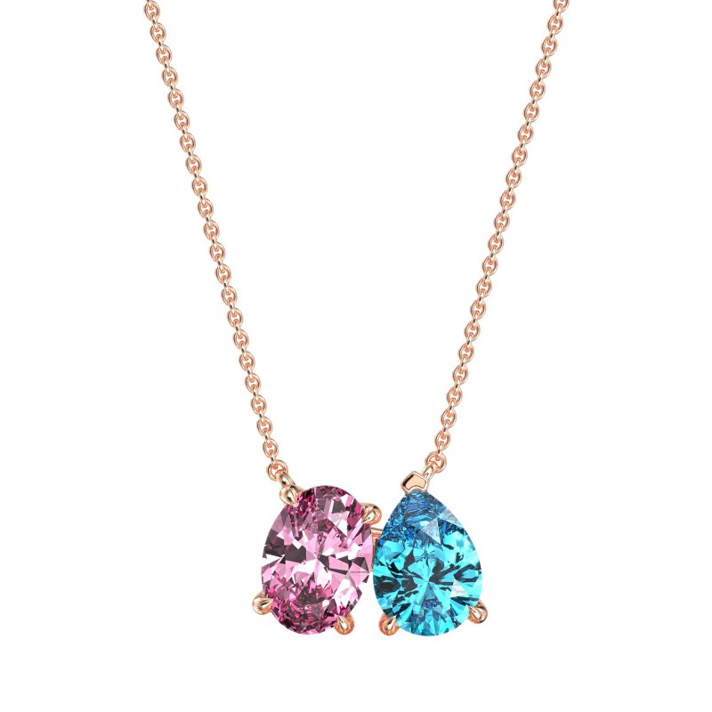 Oval and Pear Toi et Moi Necklace