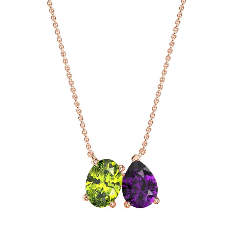 Oval and Pear Toi et Moi Necklace