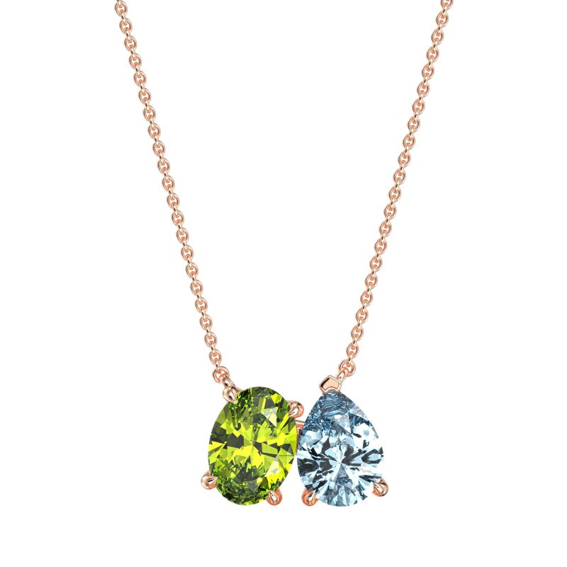 Oval and Pear Toi et Moi Necklace