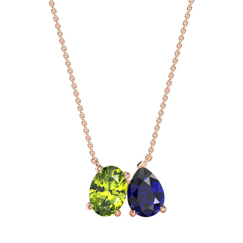 Oval and Pear Toi et Moi Necklace