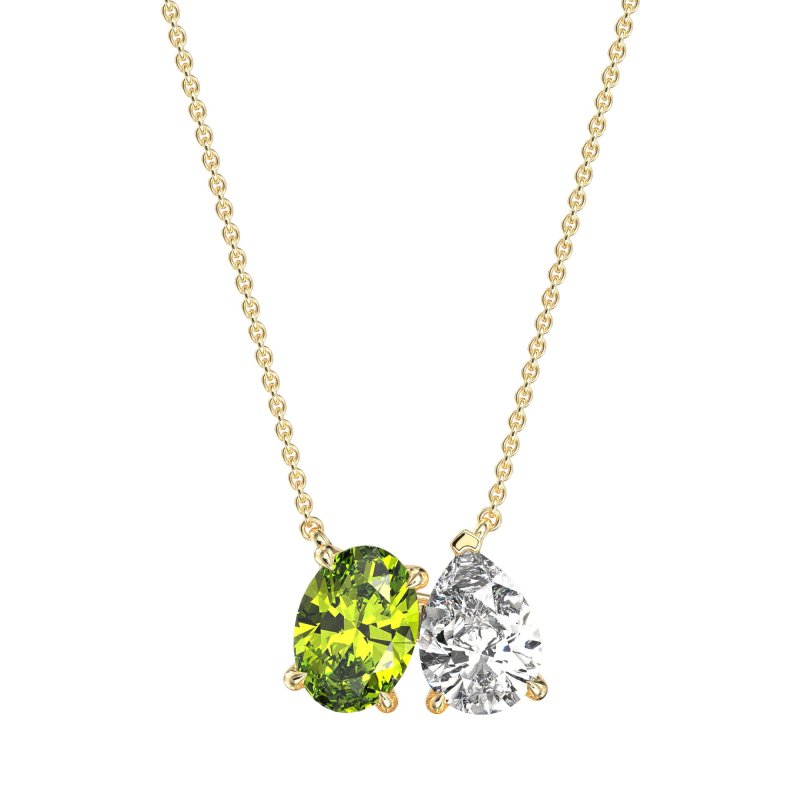 Oval and Pear Toi et Moi Necklace