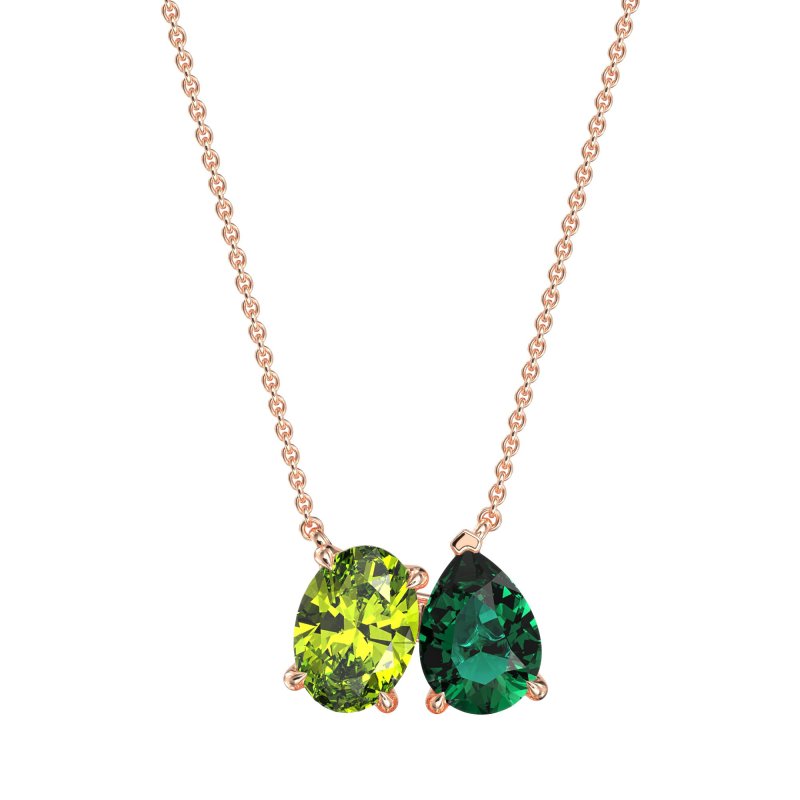 Oval and Pear Toi et Moi Necklace