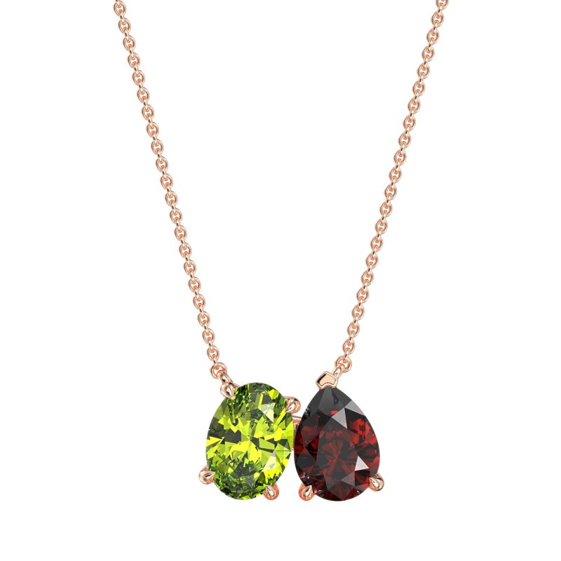 Oval and Pear Toi et Moi Necklace