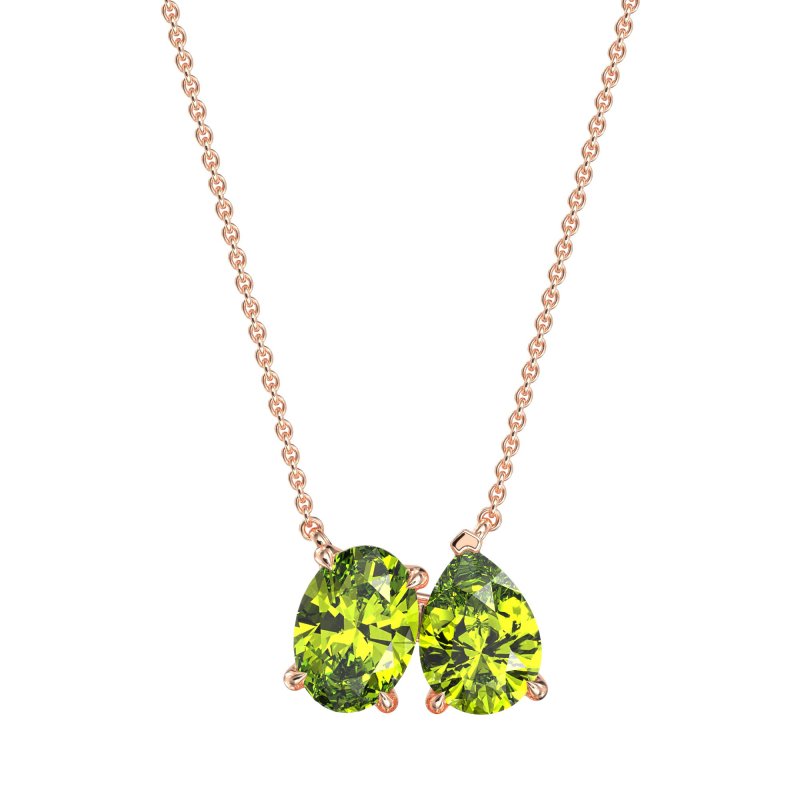 Oval and Pear Toi et Moi Necklace