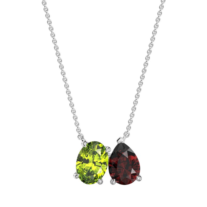Oval and Pear Toi et Moi Necklace
