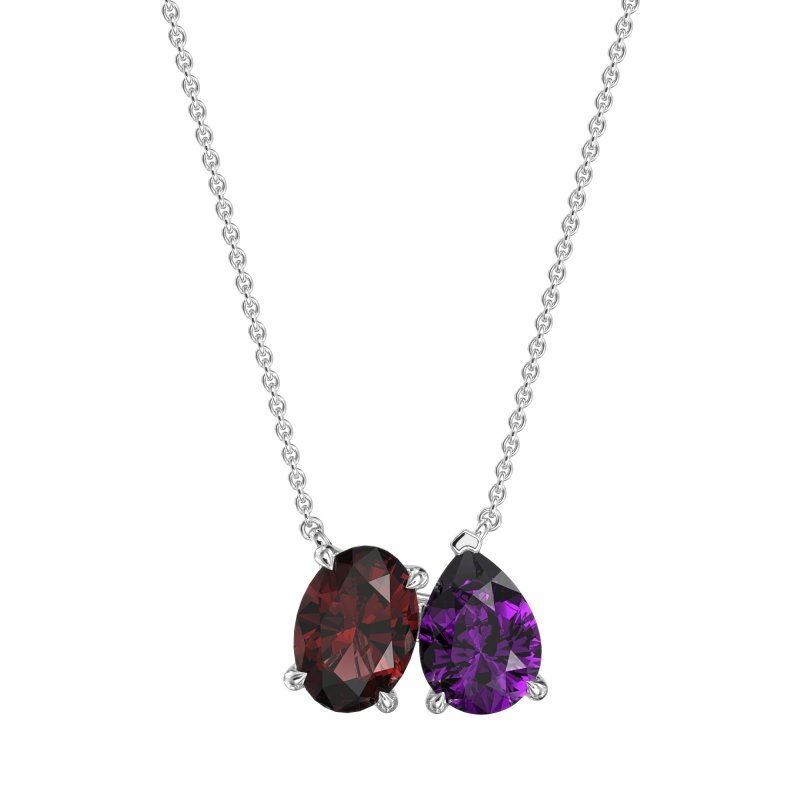 Oval and Pear Toi et Moi Necklace