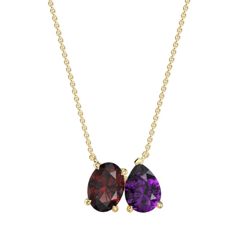 Oval and Pear Toi et Moi Necklace