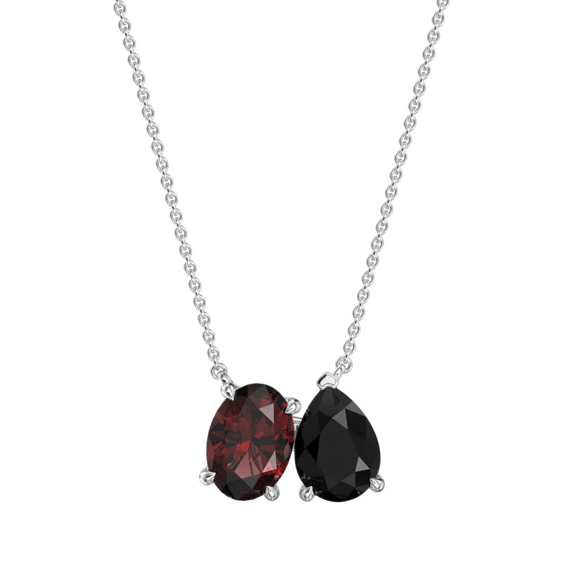 Oval and Pear Toi et Moi Necklace
