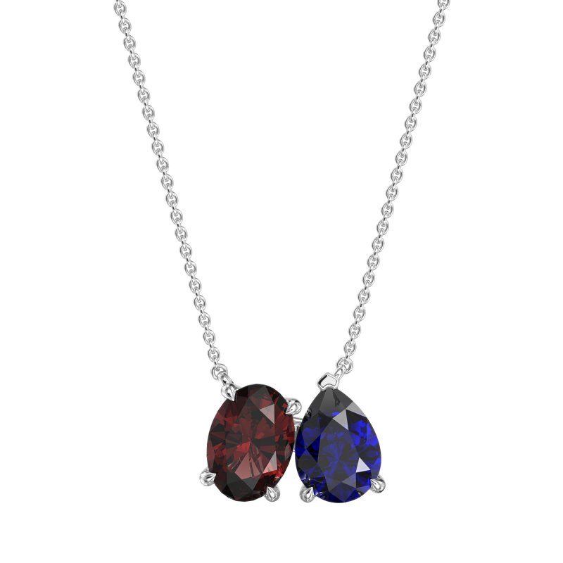 Oval and Pear Toi et Moi Necklace