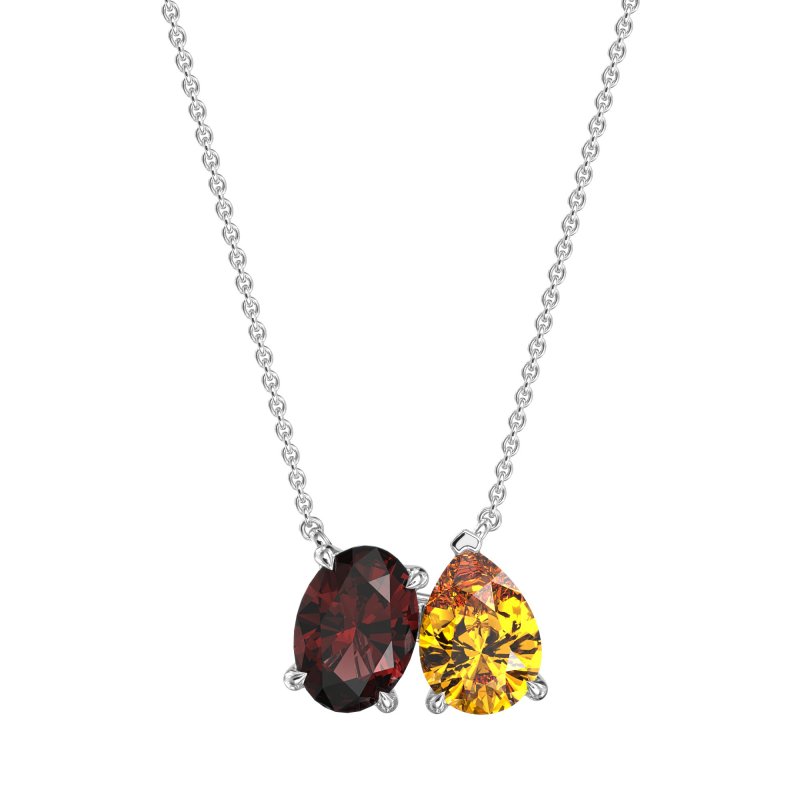 Oval and Pear Toi et Moi Necklace