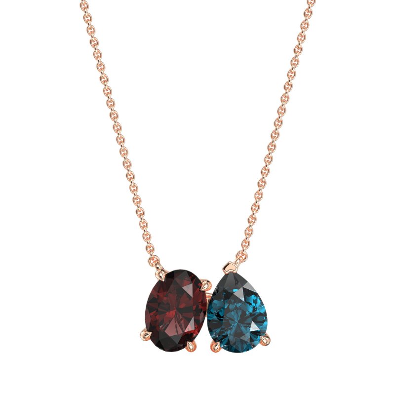 Oval and Pear Toi et Moi Necklace