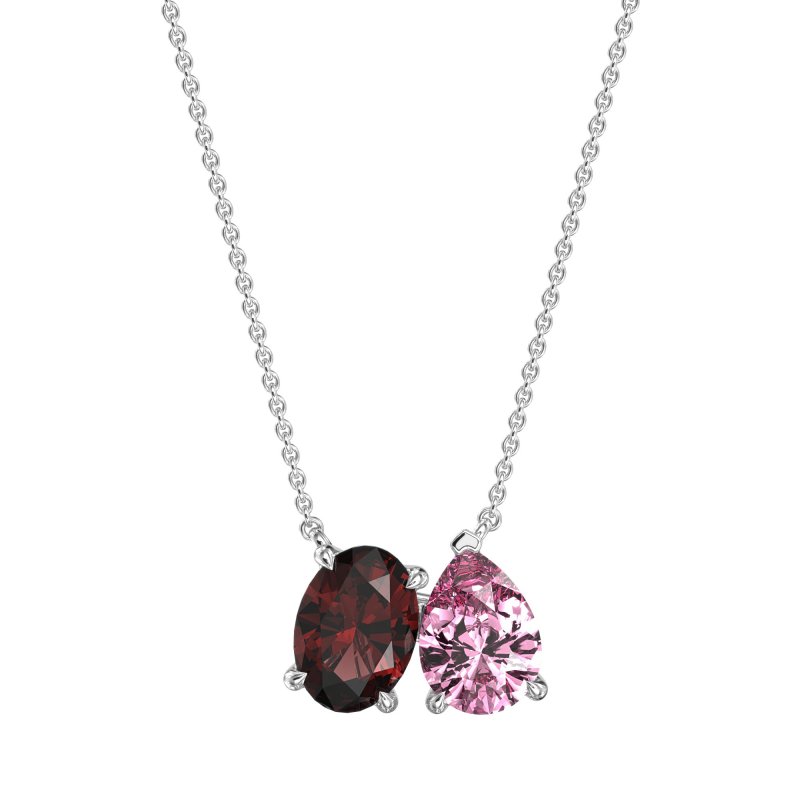 Oval and Pear Toi et Moi Necklace