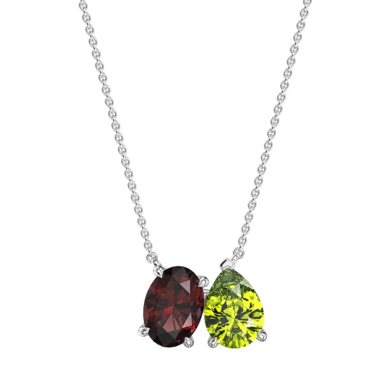 Oval and Pear Toi et Moi Necklace