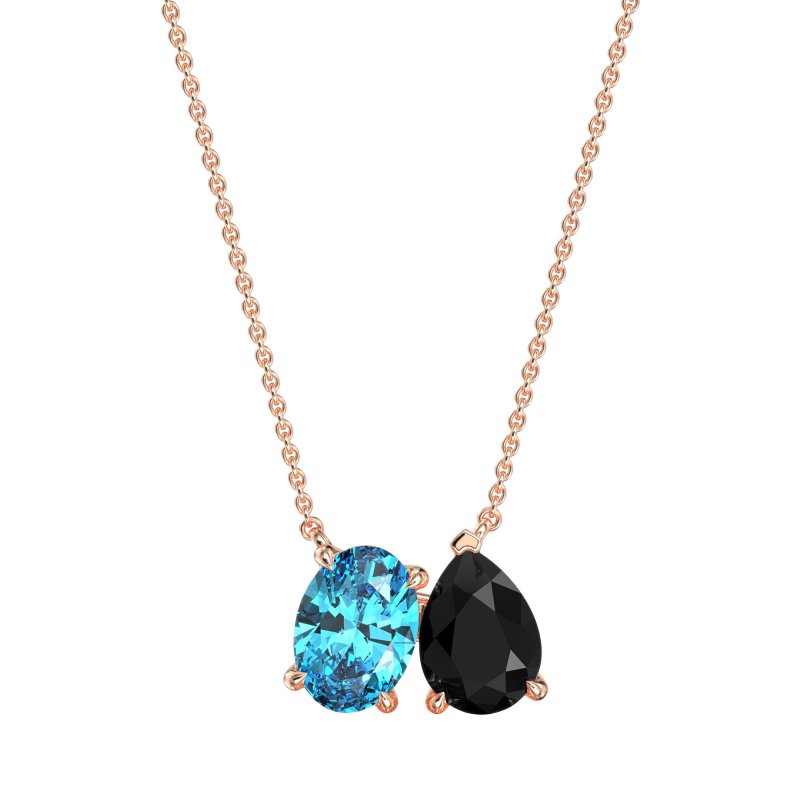 Oval and Pear Toi et Moi Necklace